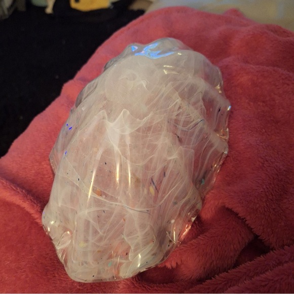 MURANO WHITE SWIRL ART GLASS OVAL BOWL SCALLOPED EDGE GROUND BOTTOM NEW - Picture 3 of 7